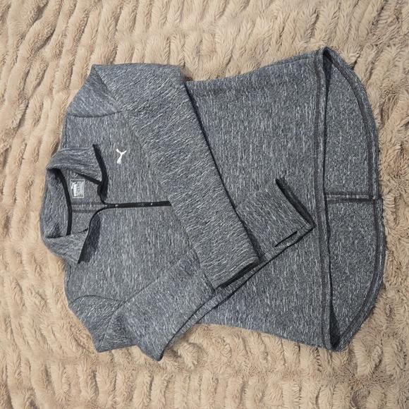 Puma Nocturnal Womens Sz Large 3/4 zip Training Sweater Jacket Grey Thumb Hole - Picture 3 of 5